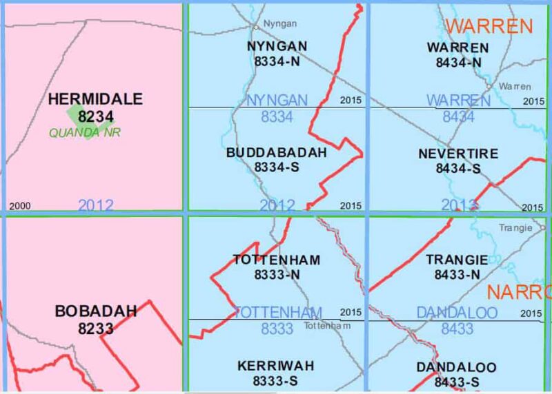 Buddabadah 8334-S NSW Topographic Map