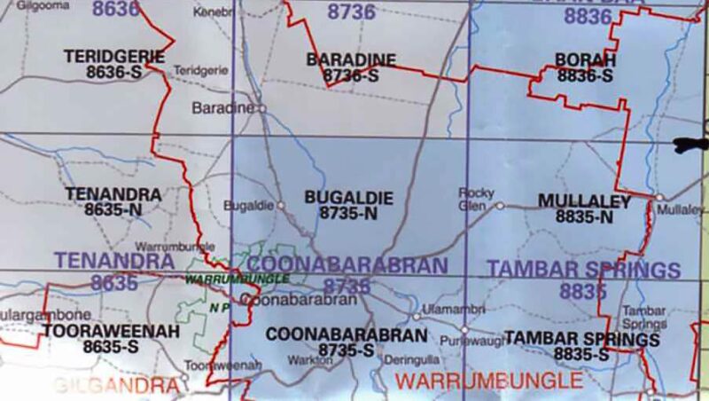 Bugaldie 8735-N NSW Topographic Map