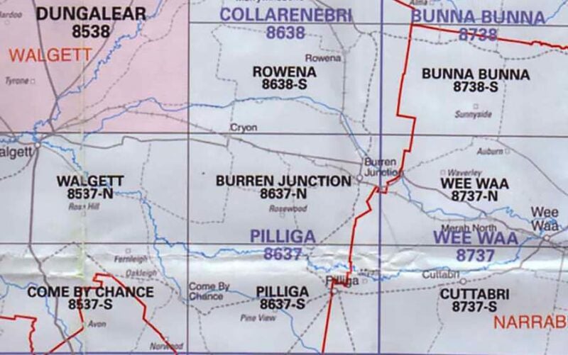 Burren-Junction 8637-N NSW Topographic Map