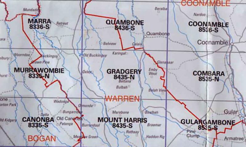 Gradgery 8435-N NSW Topographic Map
