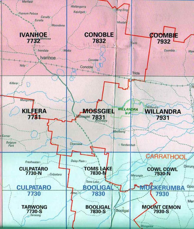 Mossgiel 7831 NSW Topographic Map