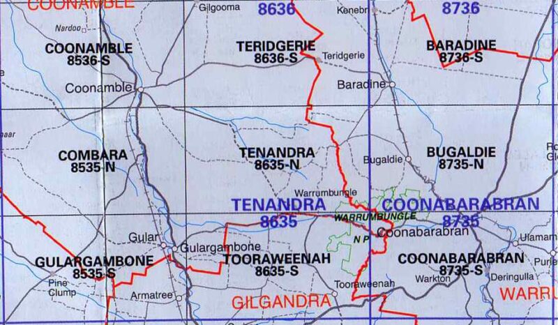 Tenandra 8635-N NSW Topographic Map