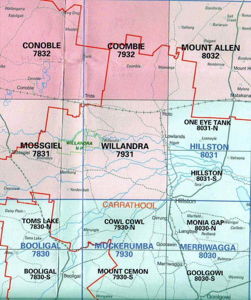 Willandra 7931 NSW Topographic Map