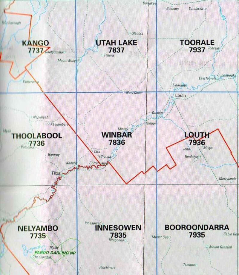 Winbar 7836 NSW Topographic Map Printed