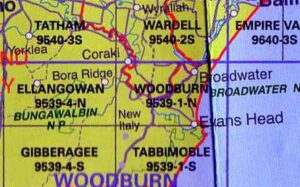 Woodburn 9539-1N NSW Topographic Map Printed