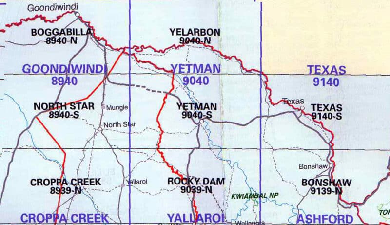 Yetman 9040-S NSW Topographic Map