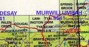 Tyalgum 9541-3N NSW Topographic Map Printed
