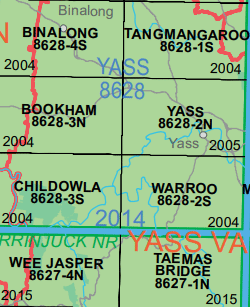 Bookham 8628-3-N NSW Topographic Map