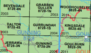 Gurrundah 8728-1-S LPI NSW Topographic Map