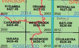 Westbrook 8426-1N NSW Topographic Map - Printed