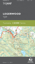 Legerwood TJ09 1:50,000 Scale Topographic Tasmap