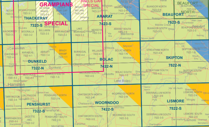 Bolac 7422-N 1:50,000 Scale Vicmap