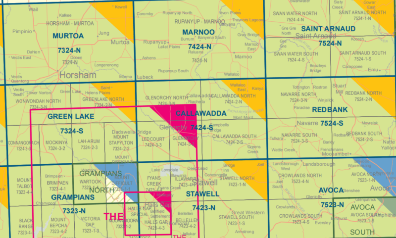 Callawadda 7424-S 1:50,000 Scale Vicmap